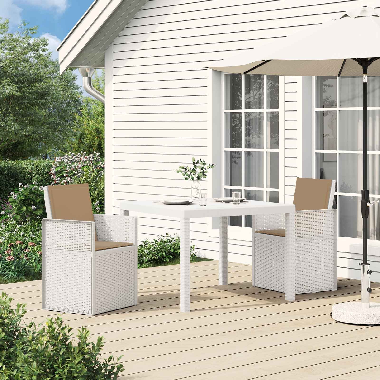 vidaXL Krzesła do ogrodu 2 pcs Biały i taupe PP 8000004