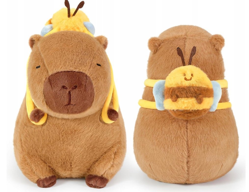 PLUSZOWA ZABAWKA MASKOTKA KAPIBARA z plecakiem PSZCZÓŁKA PRZYTULANKA 35 CM