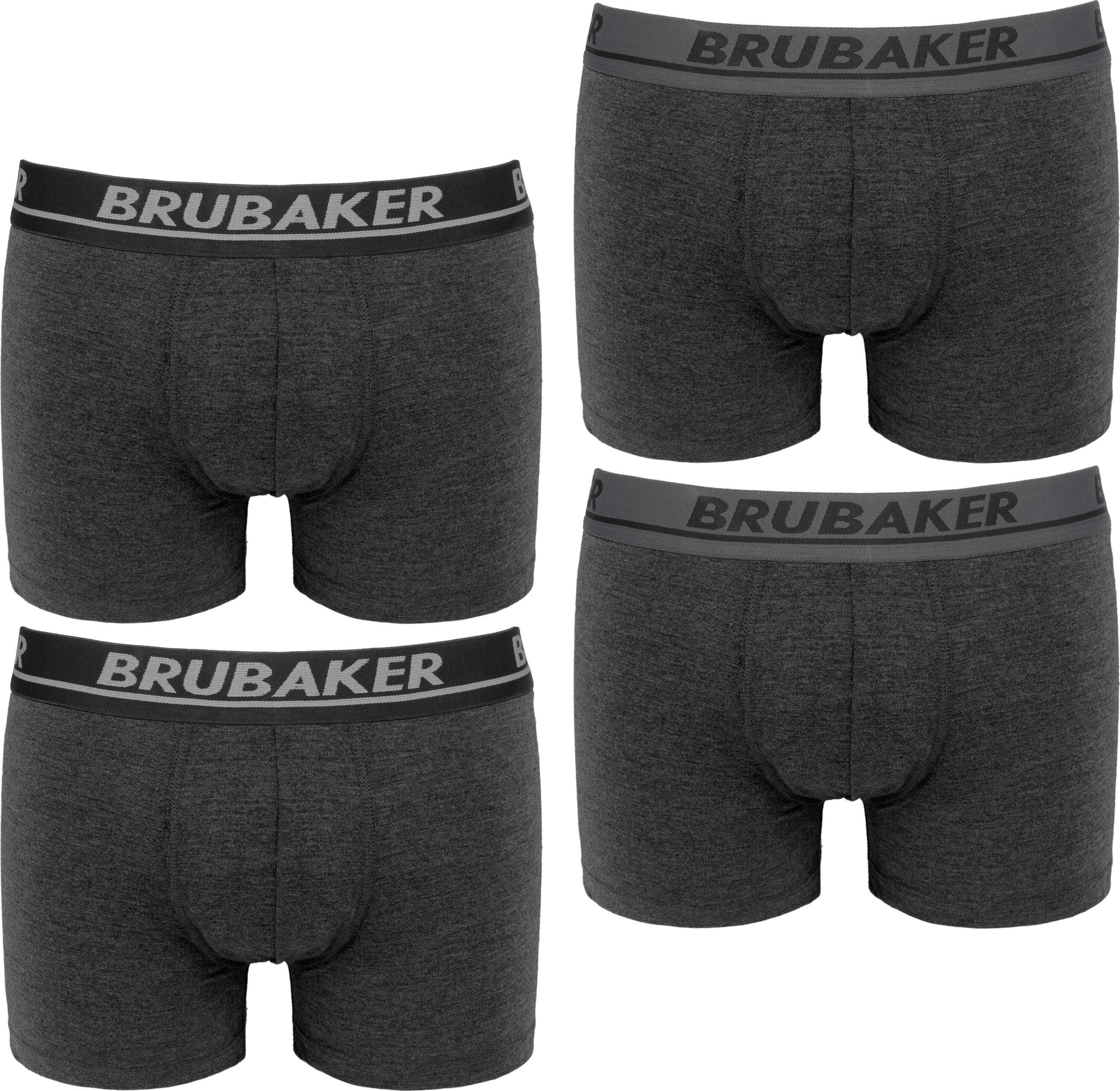 Bokserki męskie retro Brubaker - 4-pak retro szortów - Bokserki hipster z elastycznym pasem Wygodne i oddychające bez rozcięcia - Bielizna męska wykonana z bawełny i Lycry®