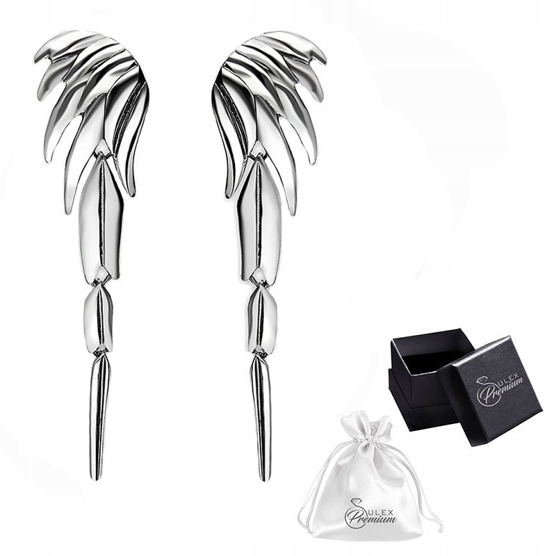 Kolczyki srebrne pr. 925 Eleganckie Kolczyki Sztyfty Skrzydła Anioła