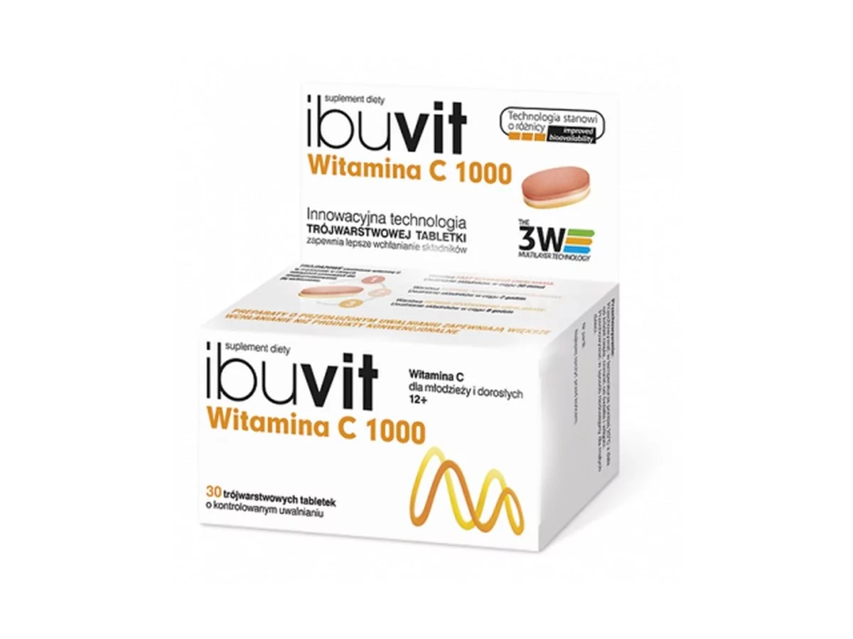 POLPHARMA Ibuvit Witamina C 1000 mg x 30 trójwarstwowych tabletek o kontrolowanym uwalnianiu