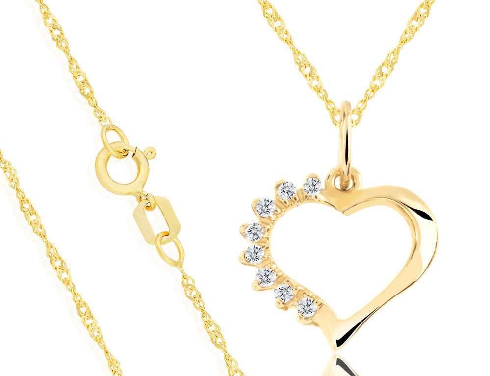 ZŁOTY NASZYJNIK SERCE Z CYRKONIAMI 333 SINGAPUR