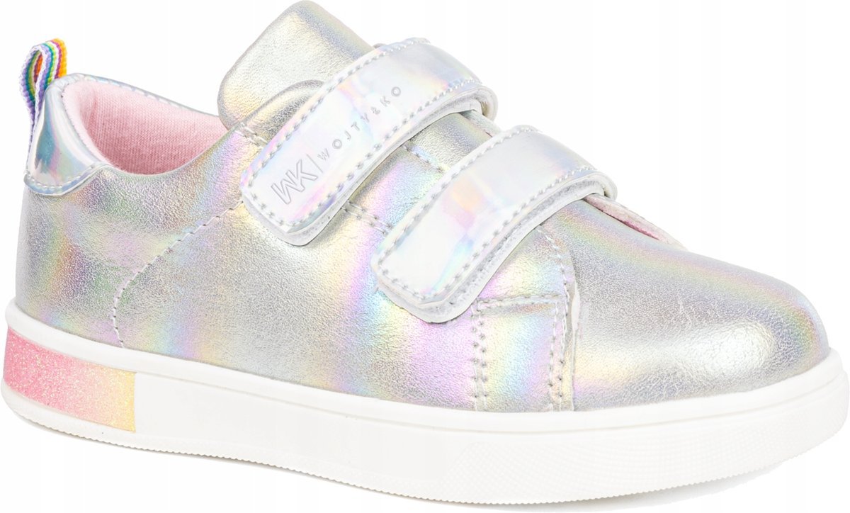 WOJTYŁKO buty dziecięce sportowe RZEPY rozmiar 28 SREBRNE TĘCZA GIRL WIOSNA