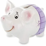 Skarbonki - Skarbonka świnka dekoracyjna ceramiczna biała 7x11x8 164332 - miniaturka - grafika 1