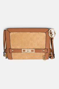 Logowana listonoszka Nobo imitacją zamszu karmelowa - Torebki damskie - miniaturka - grafika 1