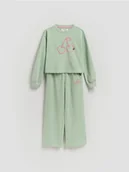 Dresy i komplety dla dziewczynek - Reserved - Bawełniany komplet z haftem - jasnozielony - miniaturka - grafika 1