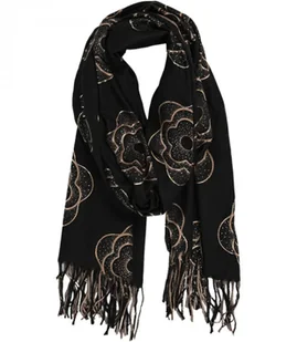 Ciepły szal szalik Elegancki frędzle kwiaty miękki Zjawiskowy 180x75 cm - Apaszki i szaliki damskie - miniaturka - grafika 1