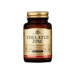 SOLGAR Chelated Zinc - 100vtabs - chelatowany cynk - Witaminy i minerały dla sportowców - miniaturka - grafika 1