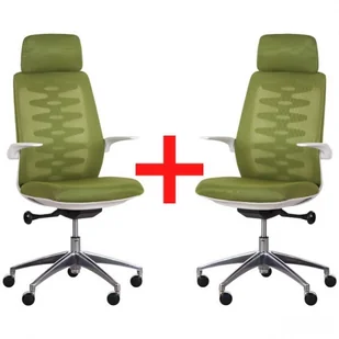 Fotel biurowy, krzesło biurowe B2B Partner Krzesło biurowe z oparciem siatkowym SITTA WHITE 1+1 zielony - Fotele i krzesła biurowe - miniaturka - grafika 1