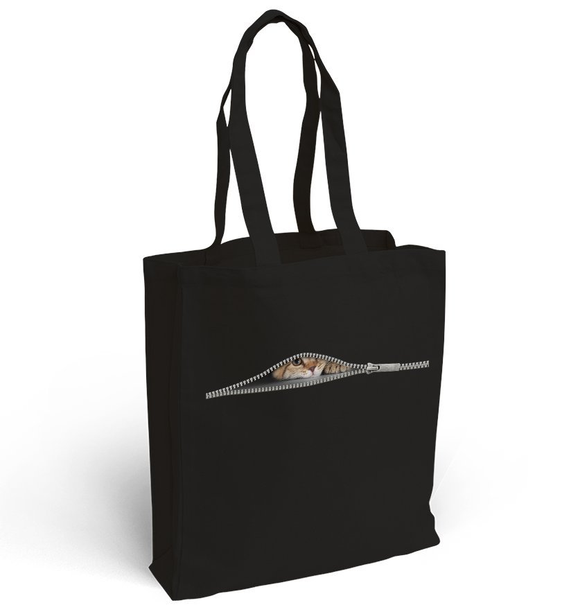 Torba bawełniana z nadrukiem kieszeń na kota