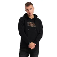 Bluzy męskie - Bluza kangurka męska z kapturem i nadrukiem czarna V2 OM-SSPS-0155 XXL - miniaturka - grafika 1
