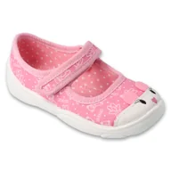 Buty dla dziewczynek - Befado różowe kapcie dziecięce 209P041 z oczkami - miniaturka - grafika 1