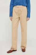 Spodnie damskie - Pepe Jeans spodnie Tina damskie kolor beżowy fason chinos high waist - miniaturka - grafika 1