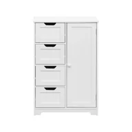 Szafki łazienkowe - Rebecca Mobili Szafka Wielofunkcyjna 4 Szuflady 1 Drzwi Białe Drewno Nowoczesne Meble Łazienkowe - miniaturka - grafika 1