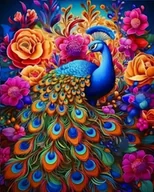 Zabawki kreatywne - Diamentowa Mozaika Paw, Kwiaty I Kolory 30x40 - miniaturka - grafika 1