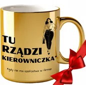 Kubki - KUBEK DLA KIEROWNICZKI ZŁOTY DO KAWY BIURA NA URODZINY IMIENINY ŚMIESZNY 30 - miniaturka - grafika 1