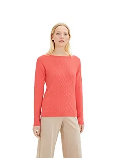 TOM TAILOR Damski sweter 1035578, 12230-gładki papaja czerwony, XXS - Swetry damskie - miniaturka - grafika 1