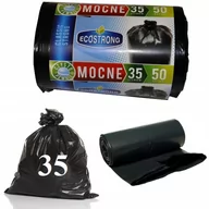 Folia, papier śniadaniowy, serwetki - Worki na odpady śmieci 35l MOCNE czarne ldpe x50 - miniaturka - grafika 1