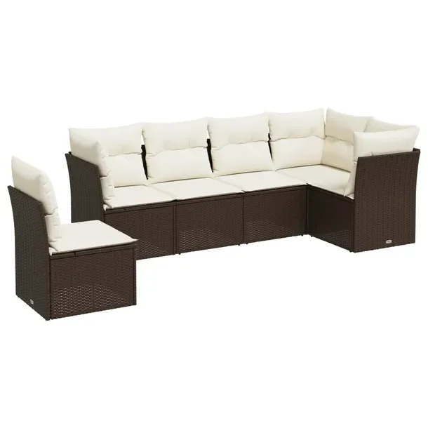 Zestaw mebli ogrodowych modułowych z rattanu PE brązowy 234 x 124 x 69 cm