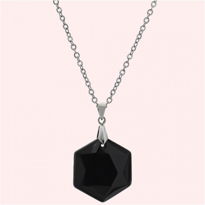 Kamień czarny onyks sześciokąt