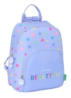 Plecaki - Safta BENETTON LILA - Mini plecak do codziennego użytku, idealny dla dzieci w różnym wieku, wygodny i wszechstronny, jakość i wytrzymałość, 25 x 13 x 30 cm, fioletowy, M, Casual - miniaturka - grafika 1