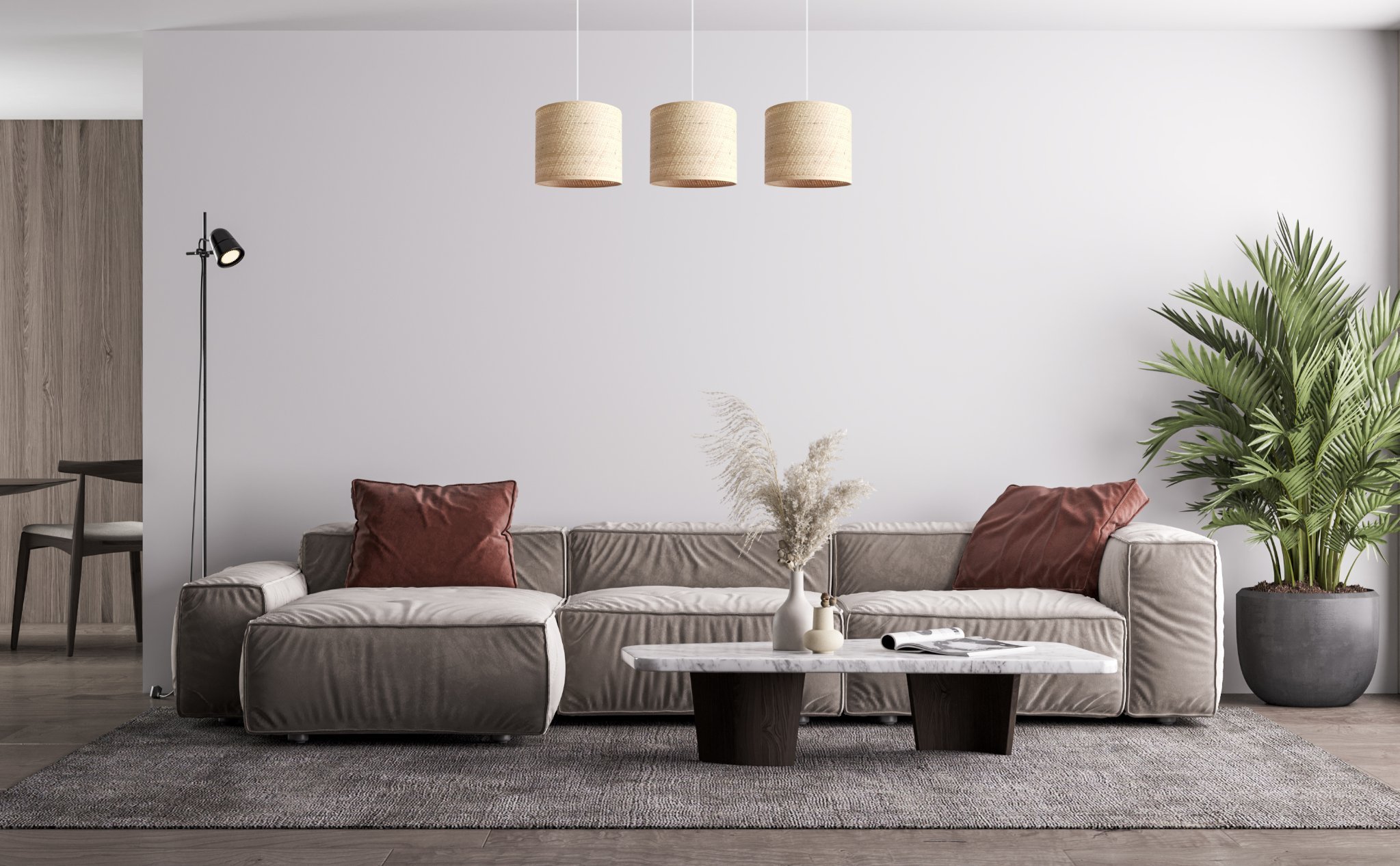 Lampa wisząca Solar Lampa wisząca sufitowa biała żyrandol BOHO rattan 3 żarówki