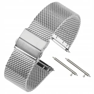 Pasek Do Zegarka Smartwatch Bransoleta Mesh 20mm Regulowana Srebrna DEVILL - Akcesoria do smartwatchy - miniaturka - grafika 1