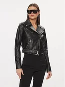 Kurtki damskie - Patrizia Pepe Kurtka skórzana CO0732/L1HZ-K103 Czarny Regular Fit - miniaturka - grafika 1