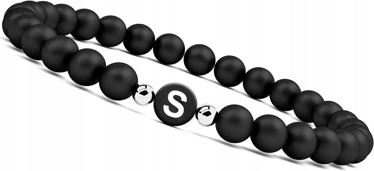 Bransoletka z Koralikami z Kamienia Naturalnego z Literą 