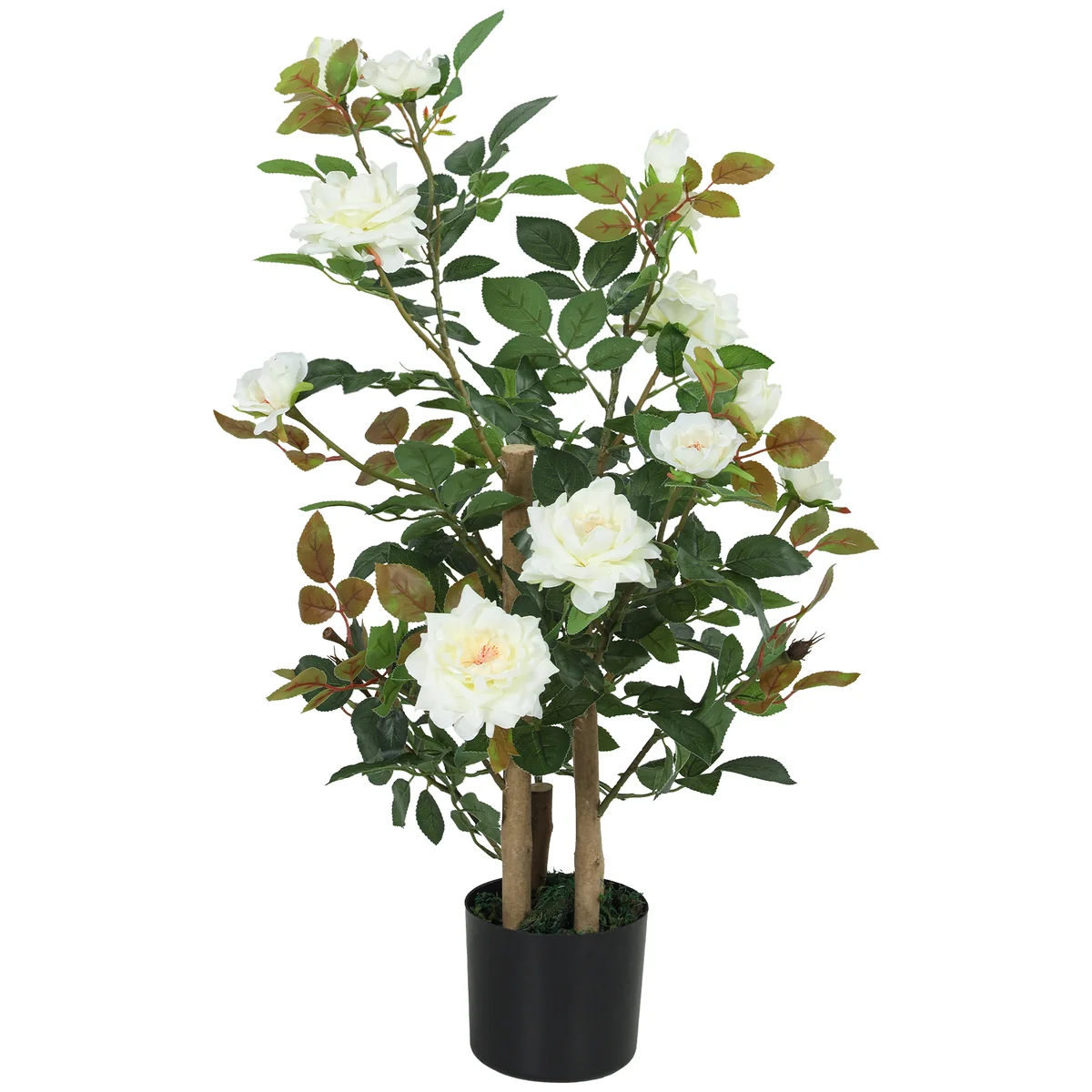 Künstliche Rosenpflanze mit UV-Schutz 90cm Weiß
