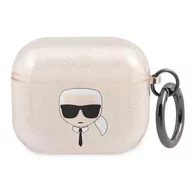 Akcesoria do słuchawek - Karl Lagerfeld KLA3UKHGD AirPods 3 cover złoty/gold Glitter Karl`s Head - miniaturka - grafika 1