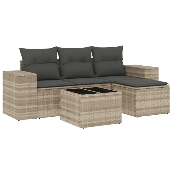Modułowy zestaw mebli ogrodowych jasnoszary rattan PE 55 x 62 x 69 cm