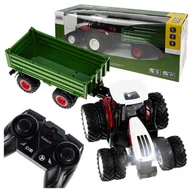Zabawki zdalnie sterowane - Zdalnie Sterowany Traktor Ciągnik Dla Dzieci Przyczepa Światło Led + Pilot - miniaturka - grafika 1
