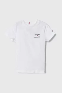 Koszulki dla chłopców - Tommy Hilfiger t-shirt bawełniany dziecięcy kolor biały z nadrukiem - grafika 1