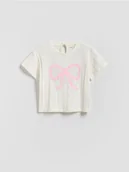 Bluzki dla niemowląt - Reserved - Bawełniany t-shirt z aplikacją - złamana biel - miniaturka - grafika 1