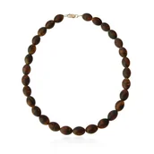 Naszyjniki - ankabizuteria.pl Naszyjnik z matowego wiśniowego bursztynu - oliwki - miniaturka - grafika 1