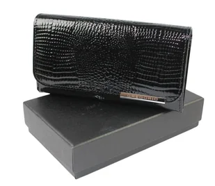 Portfel Damski Skórzany Lakierowany GREGORIO Długi Z Suwakiem Lakierowany GF-110 CZARNY RFID 17 x 9 x 4 [cm] - Portfele - miniaturka - grafika 1