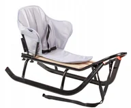 Sanki i ślizgacze - MOCNE SANKI JEE CZARNE OPARCIE MATERACYK SZARY dla dzieci Polskie Metalowe - miniaturka - grafika 1