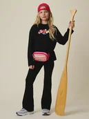 Bluzki dla dziewczynek - 4F Longsleeve loose z nadrukiem dziewczęcy - czarny 146/152 (10-12 lat) - miniaturka - grafika 1