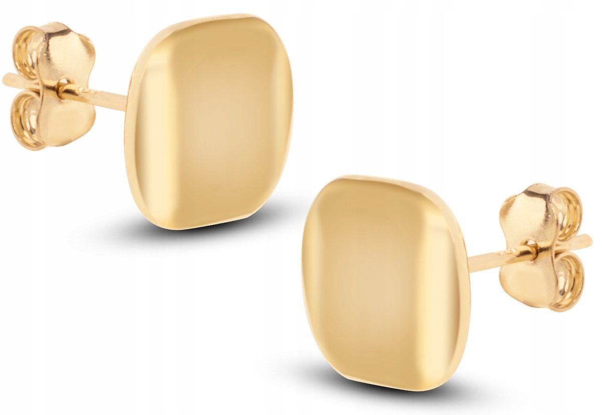 ZŁOTE KOLCZYKI KLASYCZNE OWALNE KWADRATY 585