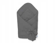 Rożki i beciki - Dwustronny rożek dla niemowląt miękki bawełniany z wiązaniem - antracyt - miniaturka - grafika 1