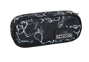 Seven Piórnik szkolny Round Plus, czarny, ISCHOOLPACK, owalna torba z wewnętrzną kieszenią i elastycznymi uchwytami na długopisy, akcesoria do plecaka, podstawowe, średnie, wyższe, chłopiec, - Piórniki - miniaturka - grafika 1