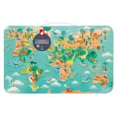 Układanki dla dzieci - Układanka drewniana magnetyczna Mapa świata z 50 magnesami Dinozaury 7+ Janod - miniaturka - grafika 1