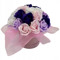 Sztuczne kwiaty - Pachnący Flower Box pudełko bukiet z Różami Mydlanymi Prezent dla KOBIETY - miniaturka - grafika 1