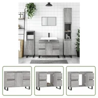 Szafki łazienkowe - The Living Store Szafka łazienkowa szara Sonoma 80x33x60 cm Materiał drewnopochodny - miniaturka - grafika 1