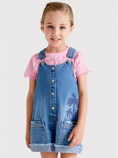 Spodnie i spodenki dla dziewczynek - Mayoral Ogrodniczki 3667 Niebieski Regular Fit - grafika 1