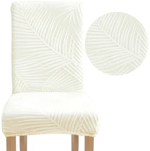 POKROWIEC NA KRZESŁO BIAŁY ŻAKARD PALMA [10-Z9-BI] - Pokrowce na meble - miniaturka - grafika 1