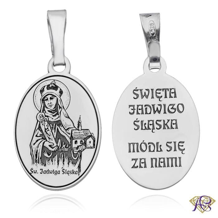 Srebrny medalik Ag 925 rodowany Św. Jadwiga Śląska MDC109R