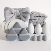 Gąbeczki do makijażu - TEMU Zestaw 15 narzędzi do makijażu, 1 gumka do włosów & 2 opaski na nadgarstki & 3 gąbki do makijażu & 3 mini gąbki do makijażu & 3 trójkątne puszek - miniaturka - grafika 1