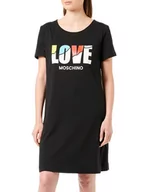 Sukienki - Love Moschino Damska sukienka z krótkim rękawem, czarna, rozmiar 42 (DE), czarny, 42 - miniaturka - grafika 1